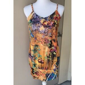 Ocean Breeze Mini Dress Womens Large Floral Embellished Braid Straps Stretch NWT